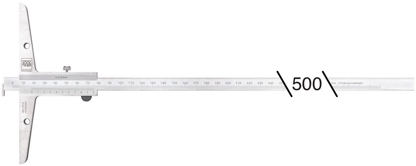 Posuvný hloubkoměr s noniem 0-500/0,02 mm s otočným hákem TESA