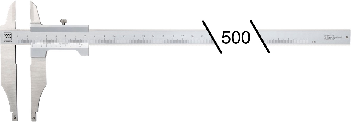 Posuvné měřítko s noniem 0-500/0,02 mm včetně horních čelistí TESA