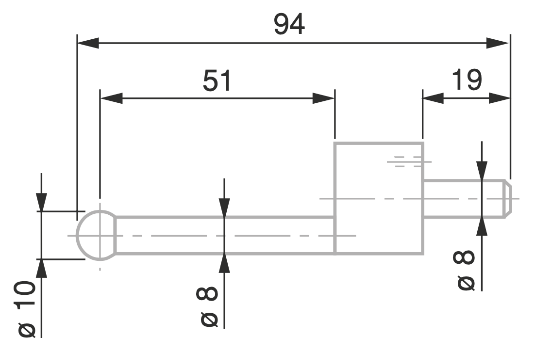 Dotek s kuličkou pr. 10 mm