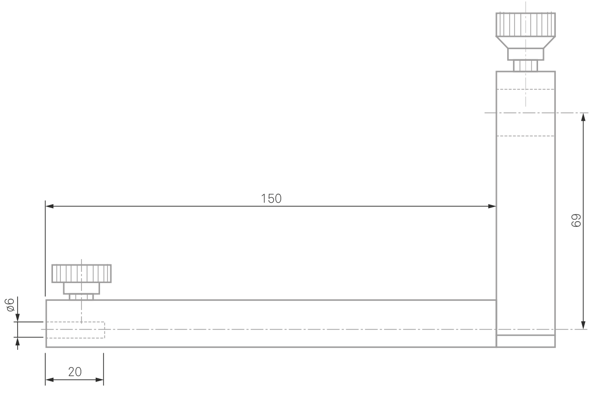 Držák doteků odsazený L150 mm