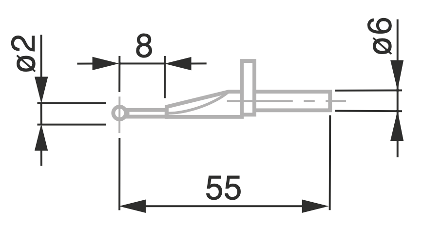 Dotek s kuličkou pr. 2 mm