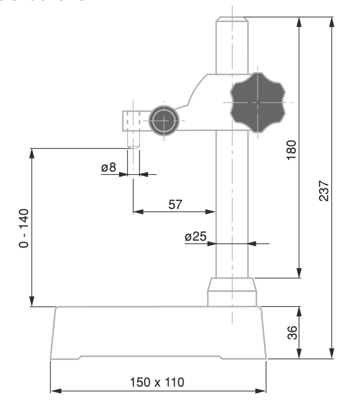 Stojánek s příměrnou základnou 150x110 mm TESA UA1