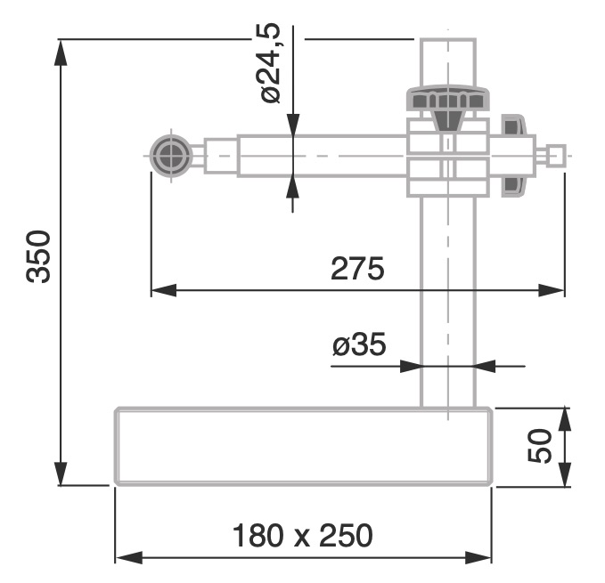 Stojánek s příměrnou základnou 250x180 mm TESA