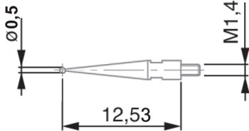 Dotek s kuličkou pr. 0,5 mm L12,53 mm pro páčkový úchylkoměr TESATAST