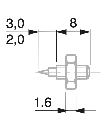 Dotek hrotový L2,5 mm