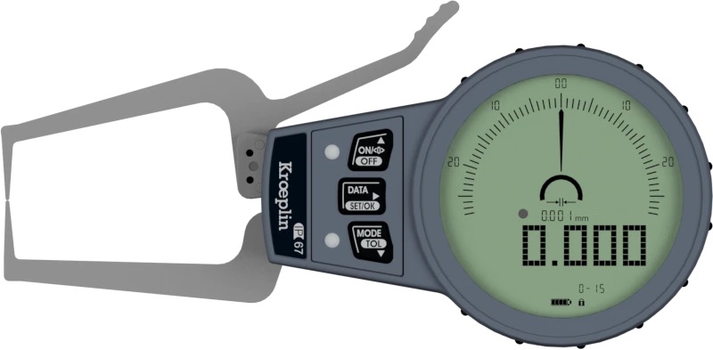 Tloušťkoměr s rameny digitální 0-15 mm Kroeplin C015S