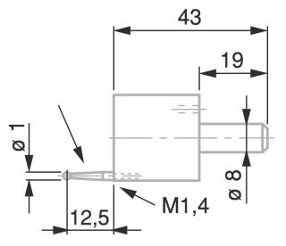 Držák doteků M1,4 včetně doteku s kuličkou pr. 1 mm