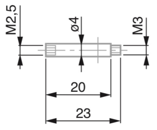 Prodlužovací nástavec M3 / M2,5 L20 mm