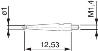 Dotek s kuličkou pr. 1 mm L12,53 mm pro páčkový úchylkoměr TESATAST
