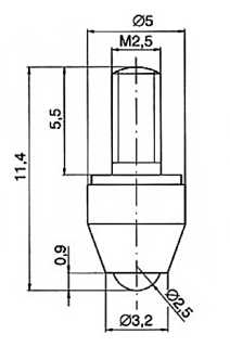 Dotek sférický R1,5 mm standardní