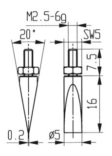 Dotek nožový 0,2 mm pr. 5 mm L16 mm typ 573/20 E