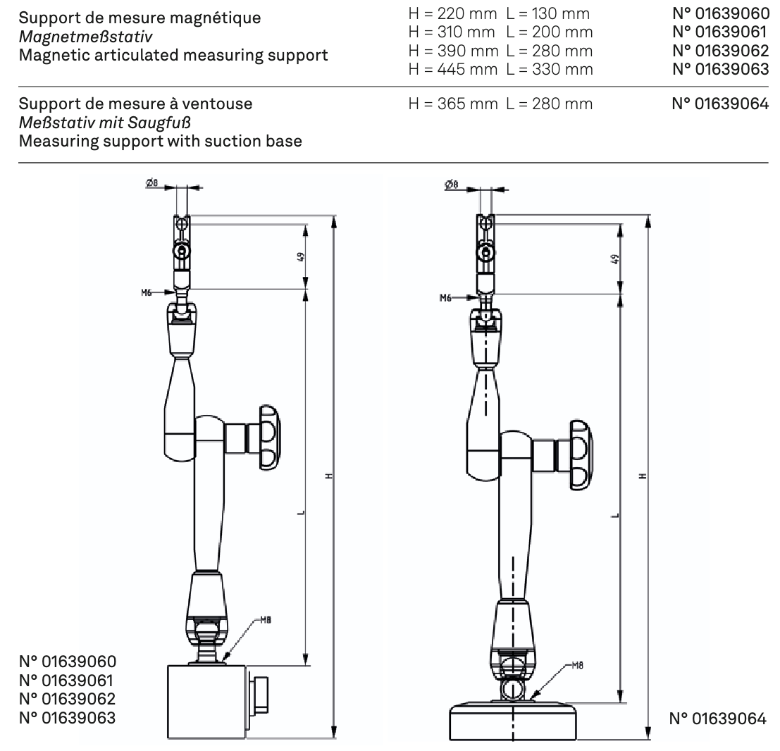Magnetický stojánek kloubový TESA výška 390 mm